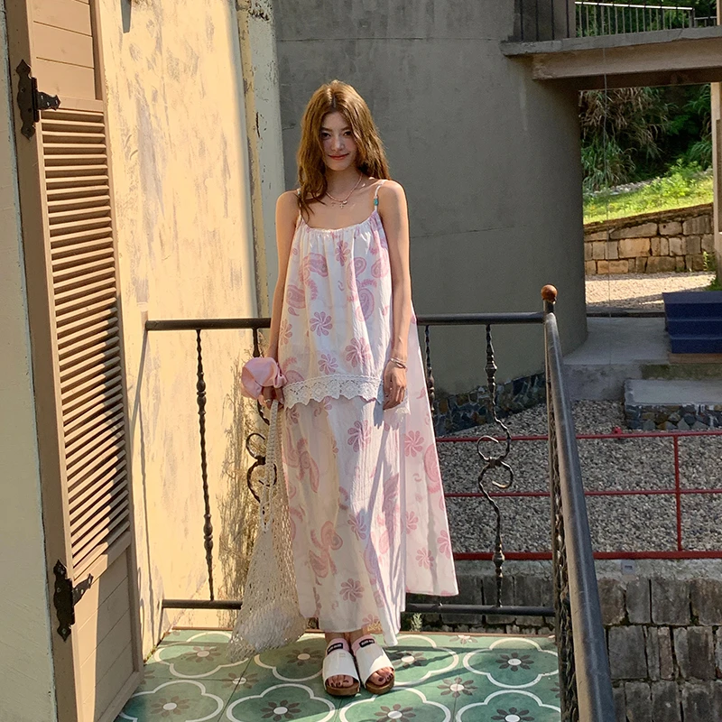 【AndAnything】新品25春夏佩斯利花纹印花吊带连衣裙