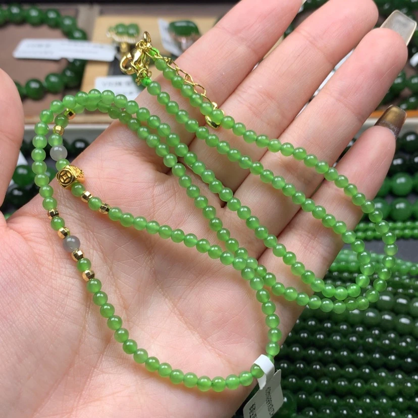 【闪购商品】颈饰未镶嵌和田玉（碧玉）小****✨3.5m配饰合金材质