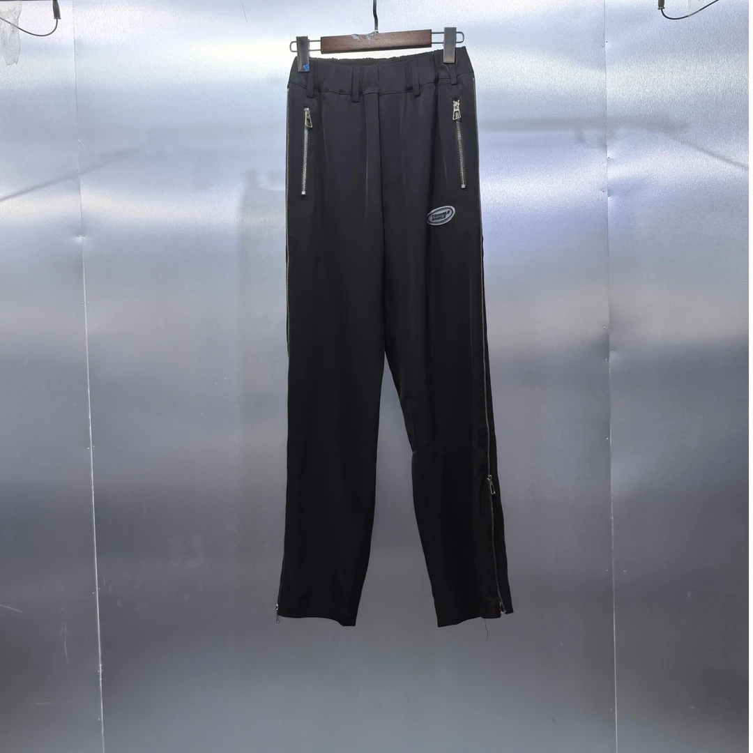 V09-71423-TBS裤腿拼接豹纹撞色设计直筒休闲裤