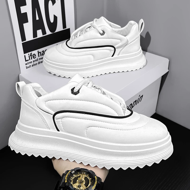 潮款面包鞋男2025春季新款小白鞋厚底气垫老爹鞋运动休闲鞋子现货