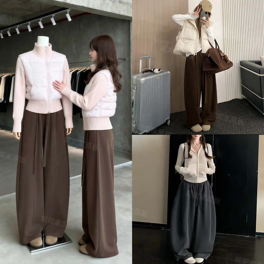 ‘定制原版’高奢棉秋冬适配 超遮跨显瘦弯刀阔腿裤百搭休闲懒人裤