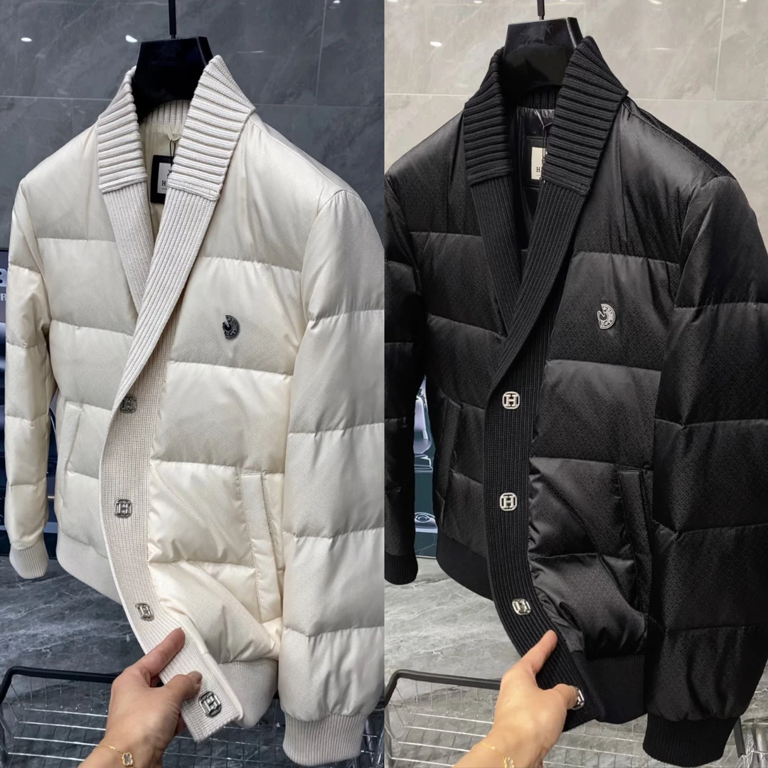 冬季新款男士轻奢时尚休闲百搭高品质青果领羽绒服 25519