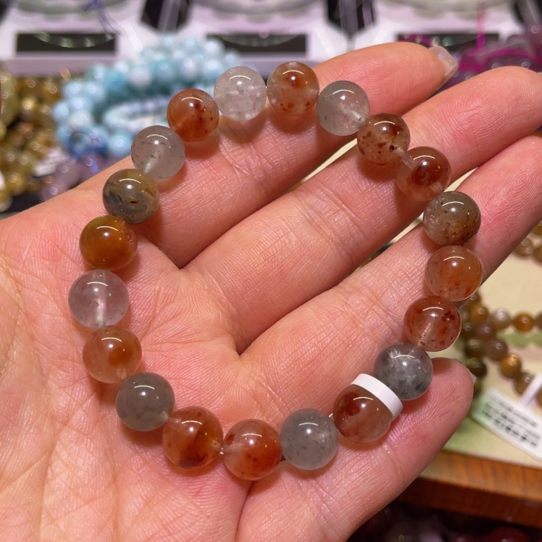 水晶手链未镶嵌草**心彩兔毛团团