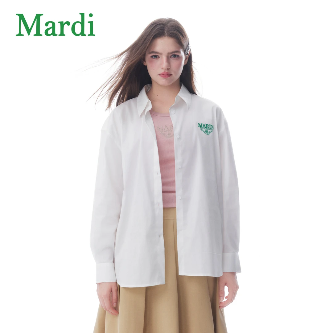 10）Mardi衬衣春秋季韩式百搭休闲内搭翻领白色衬衫女装MCS2532413