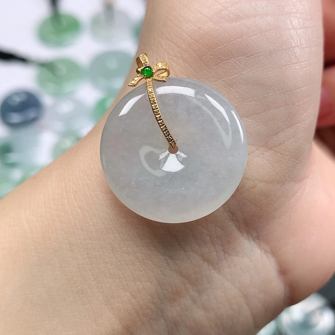 翡翠颈饰18K金镶嵌@*仔平安