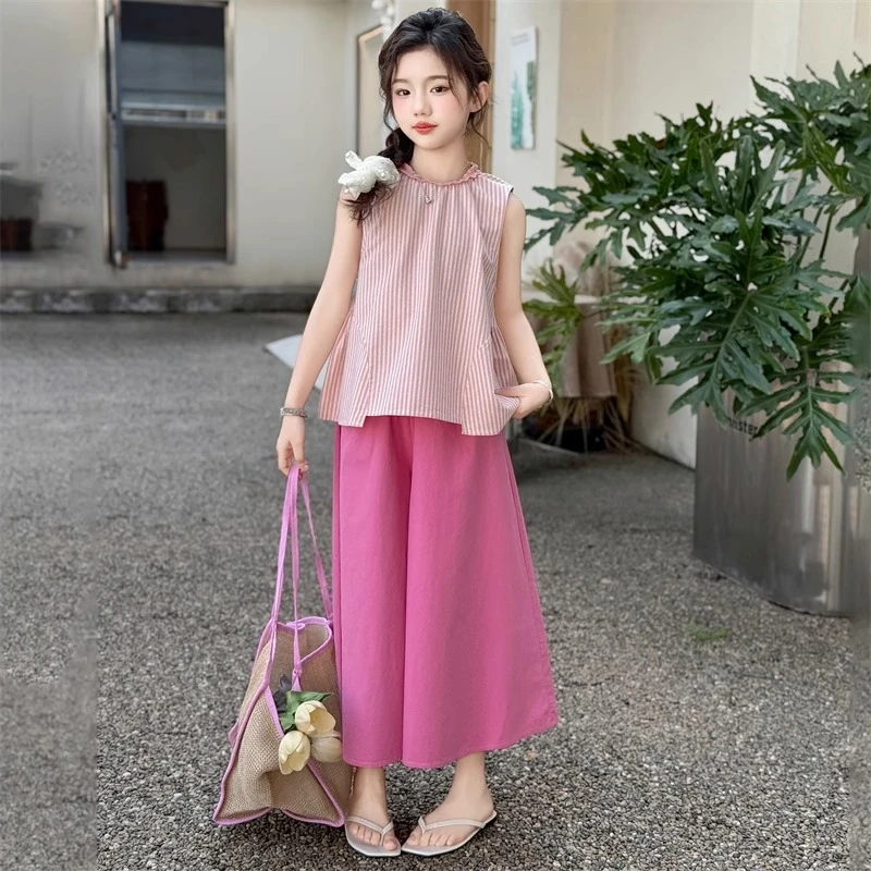 女童套装夏装新款儿童大童女孩夏季薄款背心裙宽松衣服裙裤阔腿裤