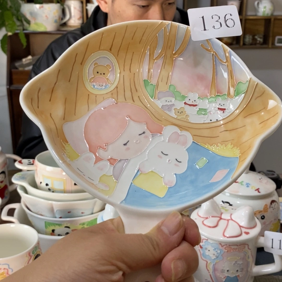 瓷片景德镇釉下彩手绘