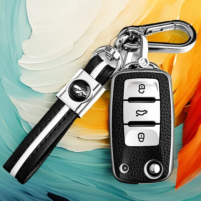 适用大众汽车钥匙套朗逸宝来途观l桑塔纳速腾凌渡捷达探歌壳包扣