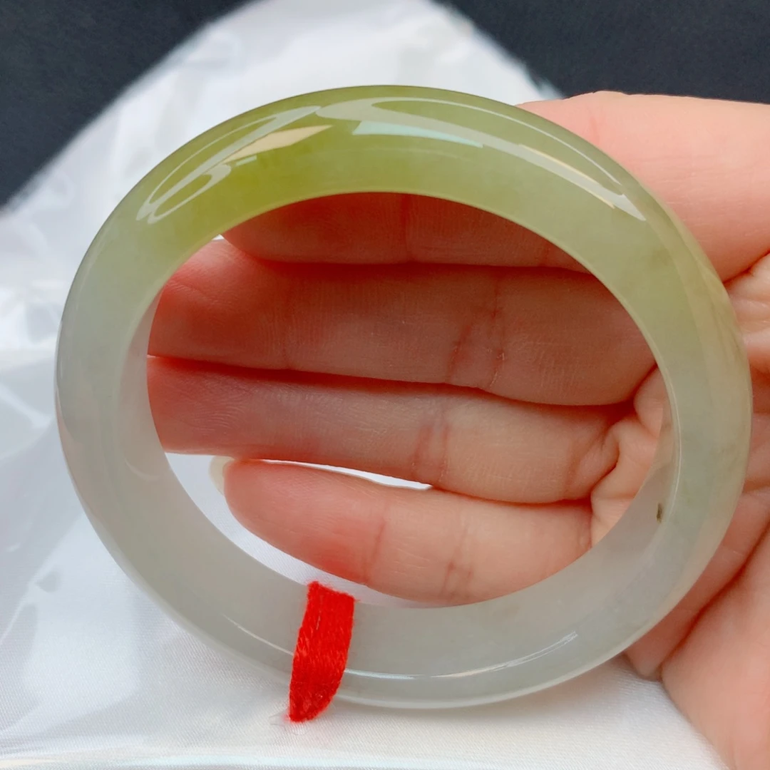 翡翠未镶嵌手镯52-53冰种半山水黄翡