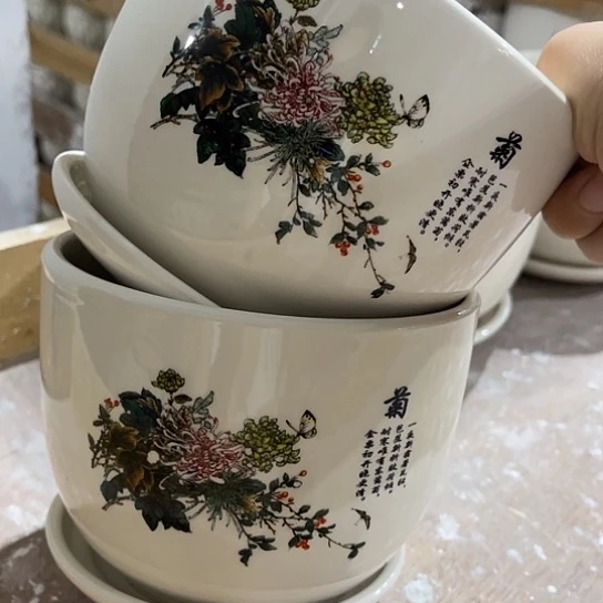 多肉绿植陶瓷花盆9.9包邮，有孔