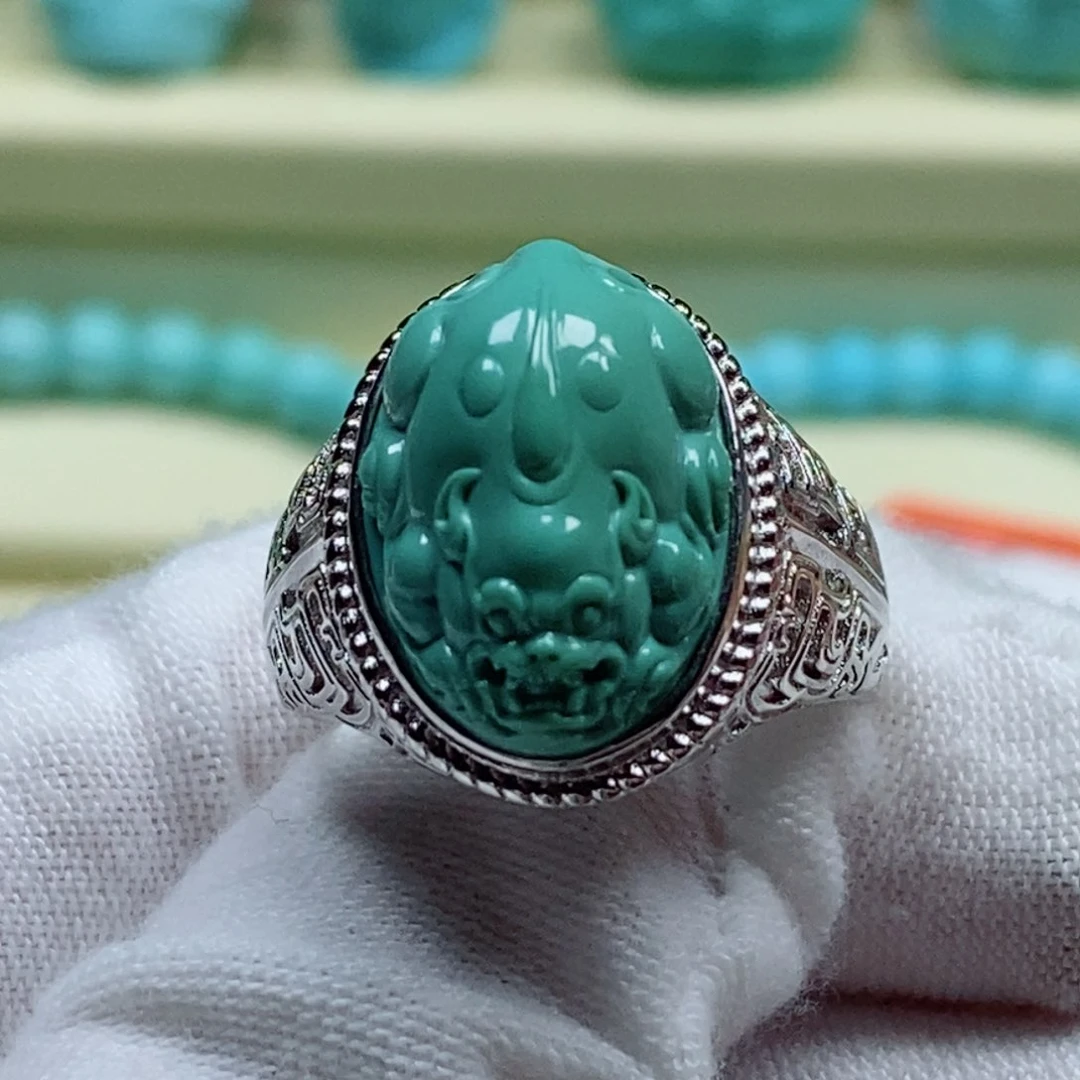 绿松石珠宝奇石银S925镶嵌