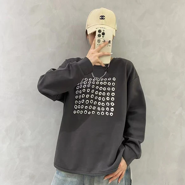 秋季新款长袖卫衣印花宽松上衣B71197