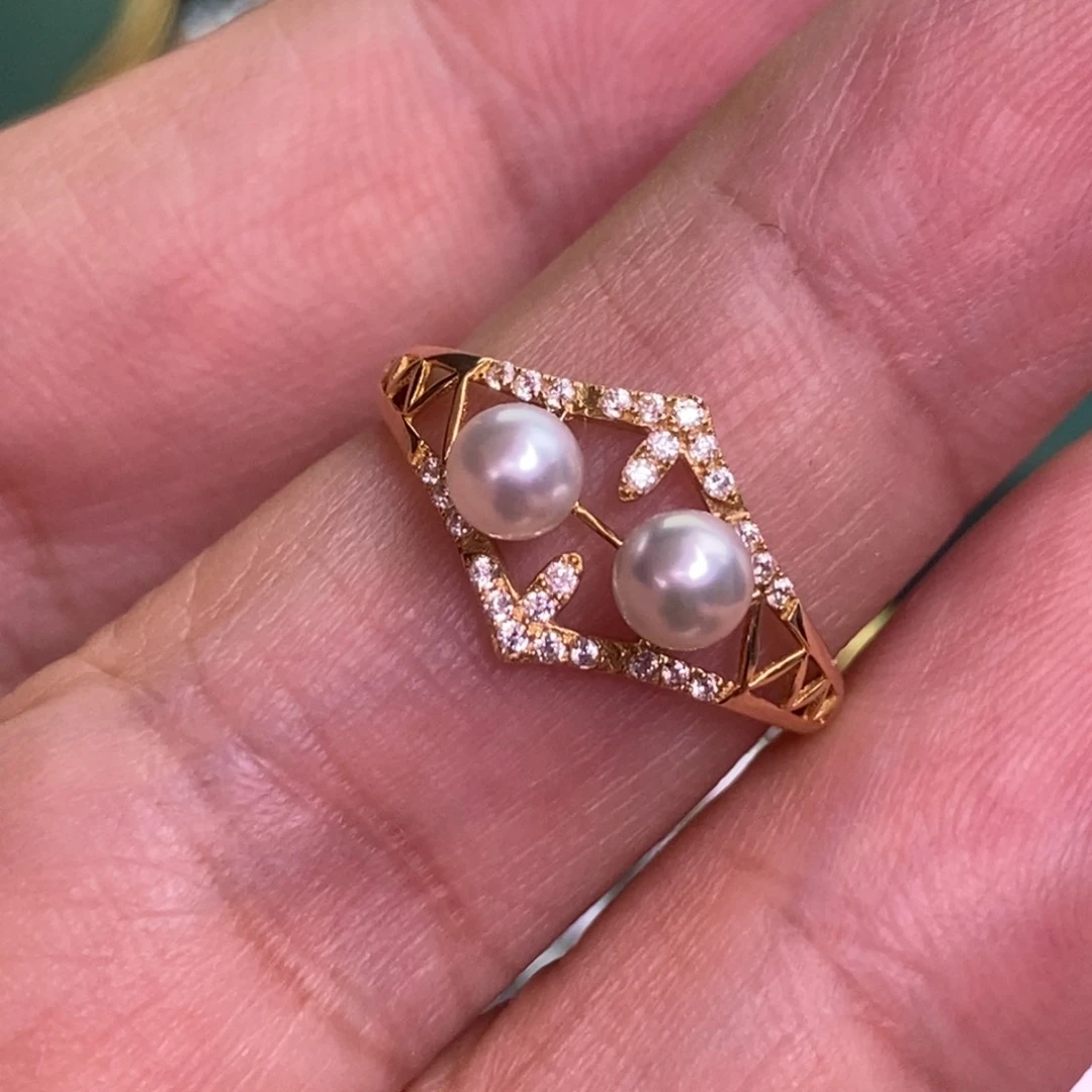 14K金镶嵌戒指海水珍珠