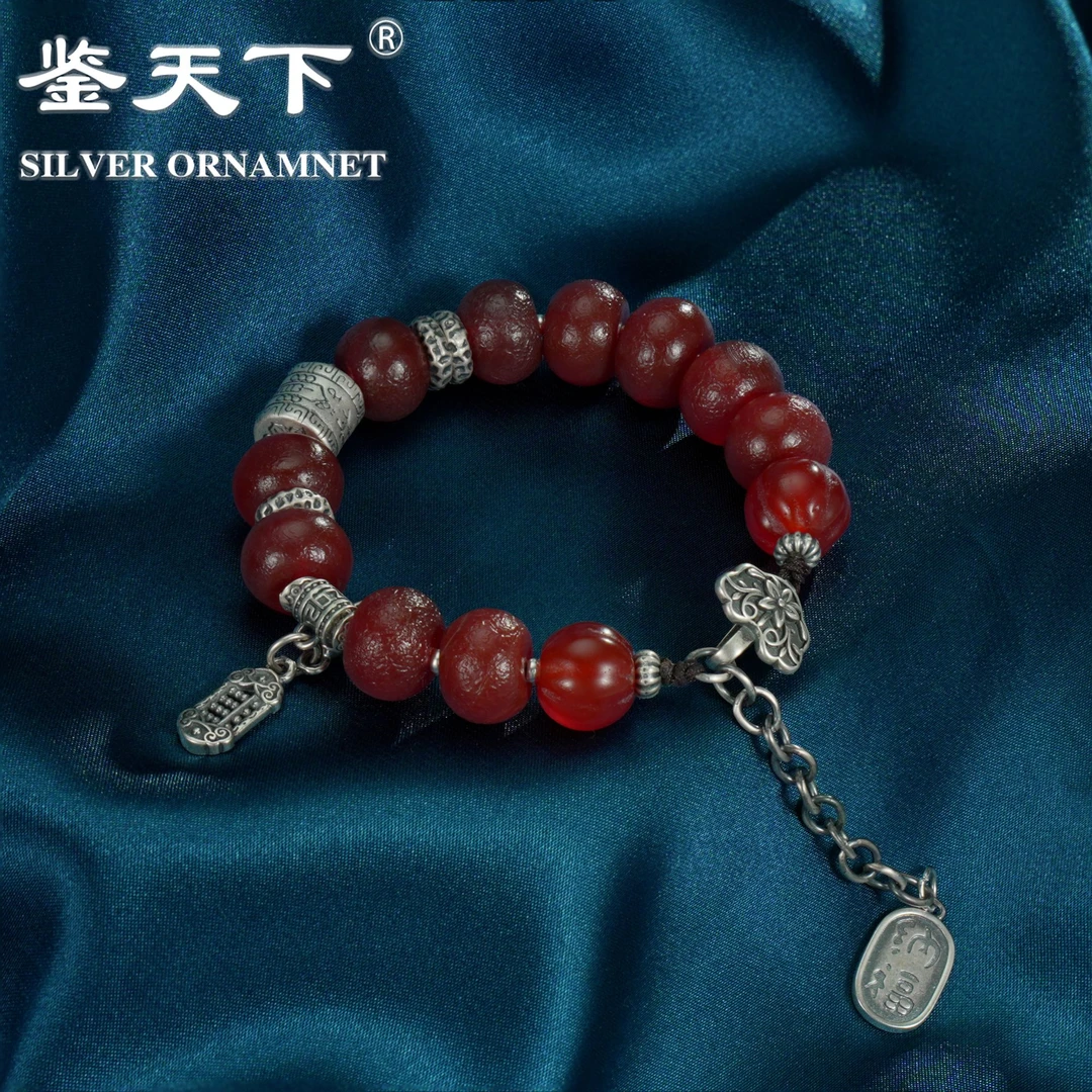 925银手链 [鉴天下]复古护身符转运手链06200187手工气质时尚