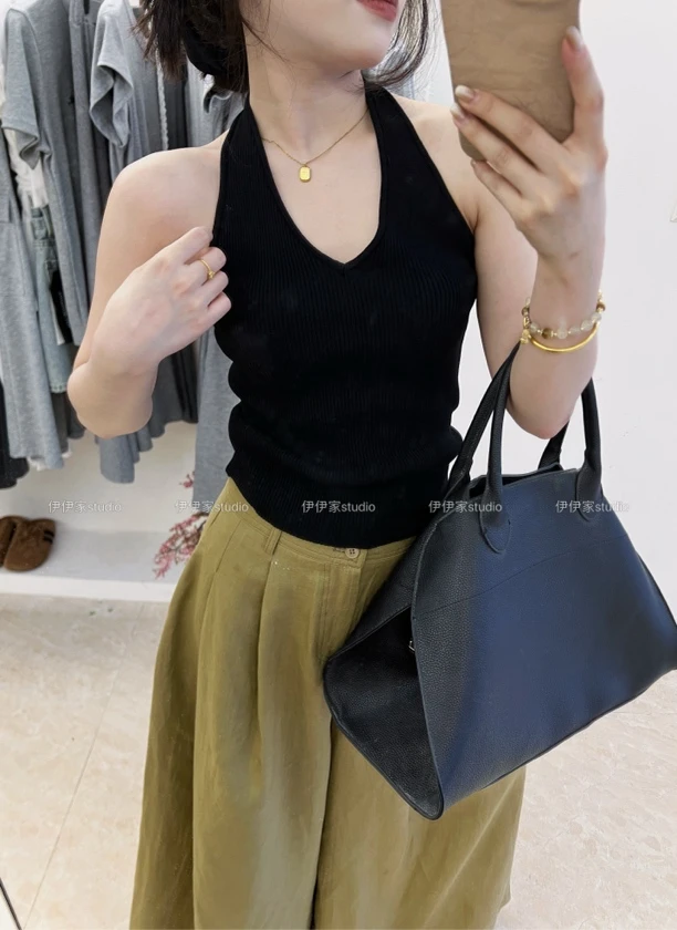 YYJ【设计感背心】夏季设计感露背挂脖背心