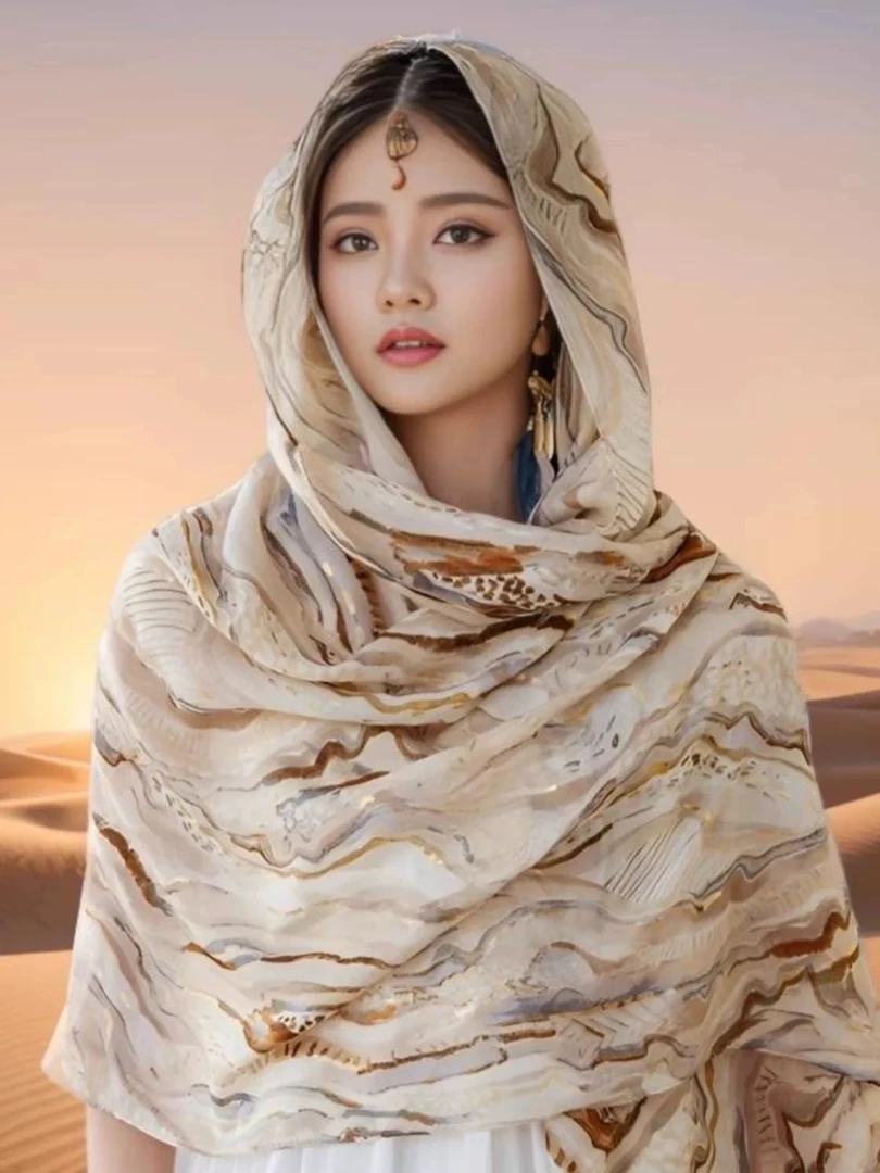 【漠影鎏纹】重磅高奢超薄纯羊绒旅游度假防晒拍照披肩空调房保暖