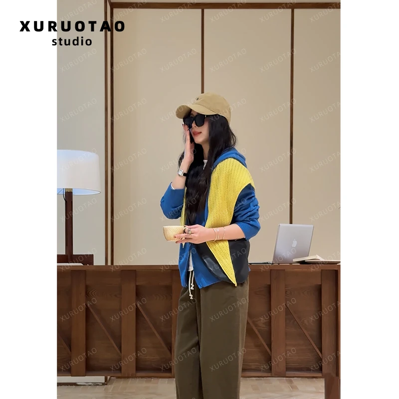 XURUOTAO 【三角披肩】70羊毛百搭氛围感设计黄色披肩  T5503