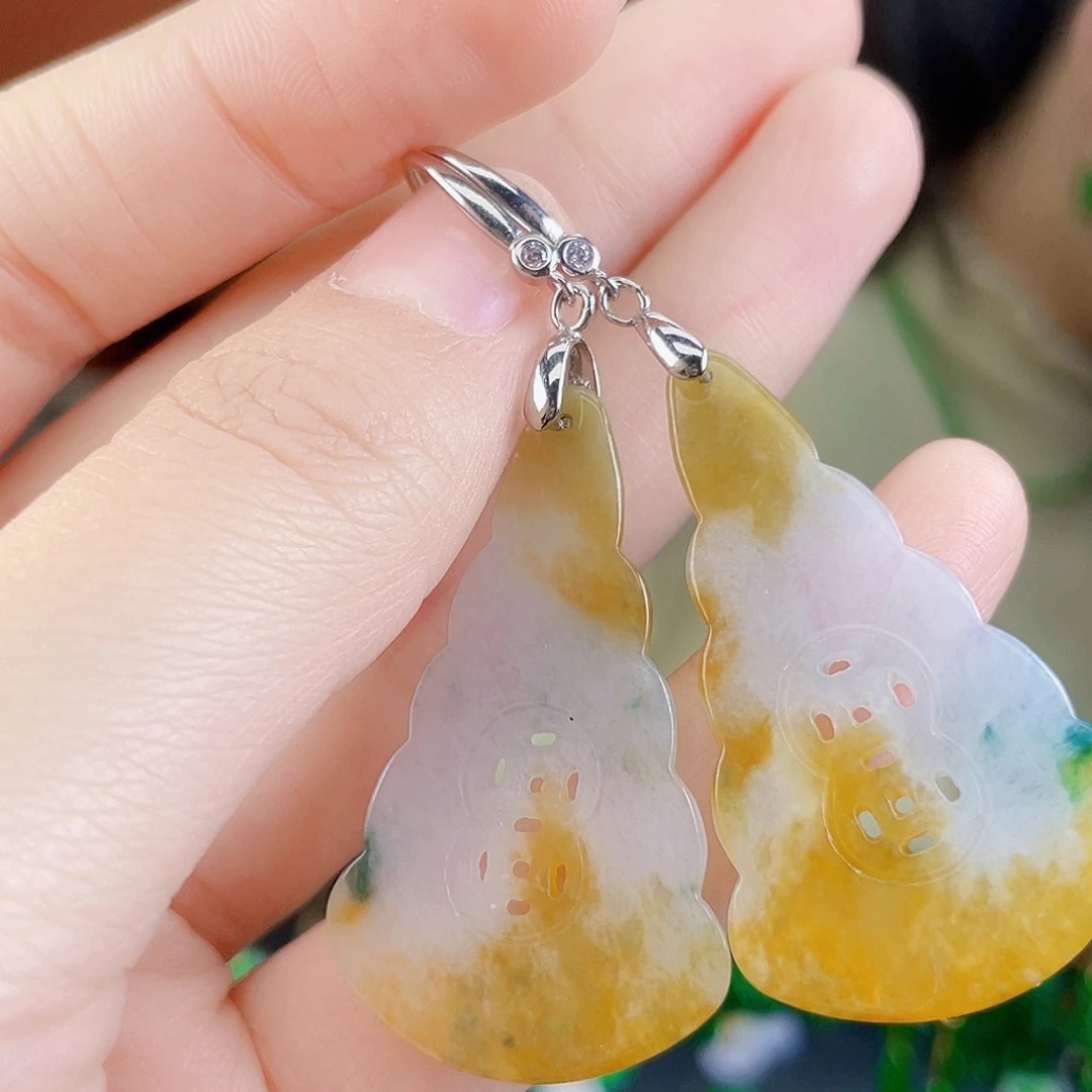 翡翠银S925镶嵌耳饰