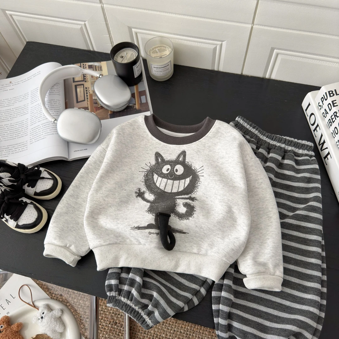 2025春秋新款儿童卫衣套装立体玩偶可爱套装宝宝秋冬外穿卫衣裤