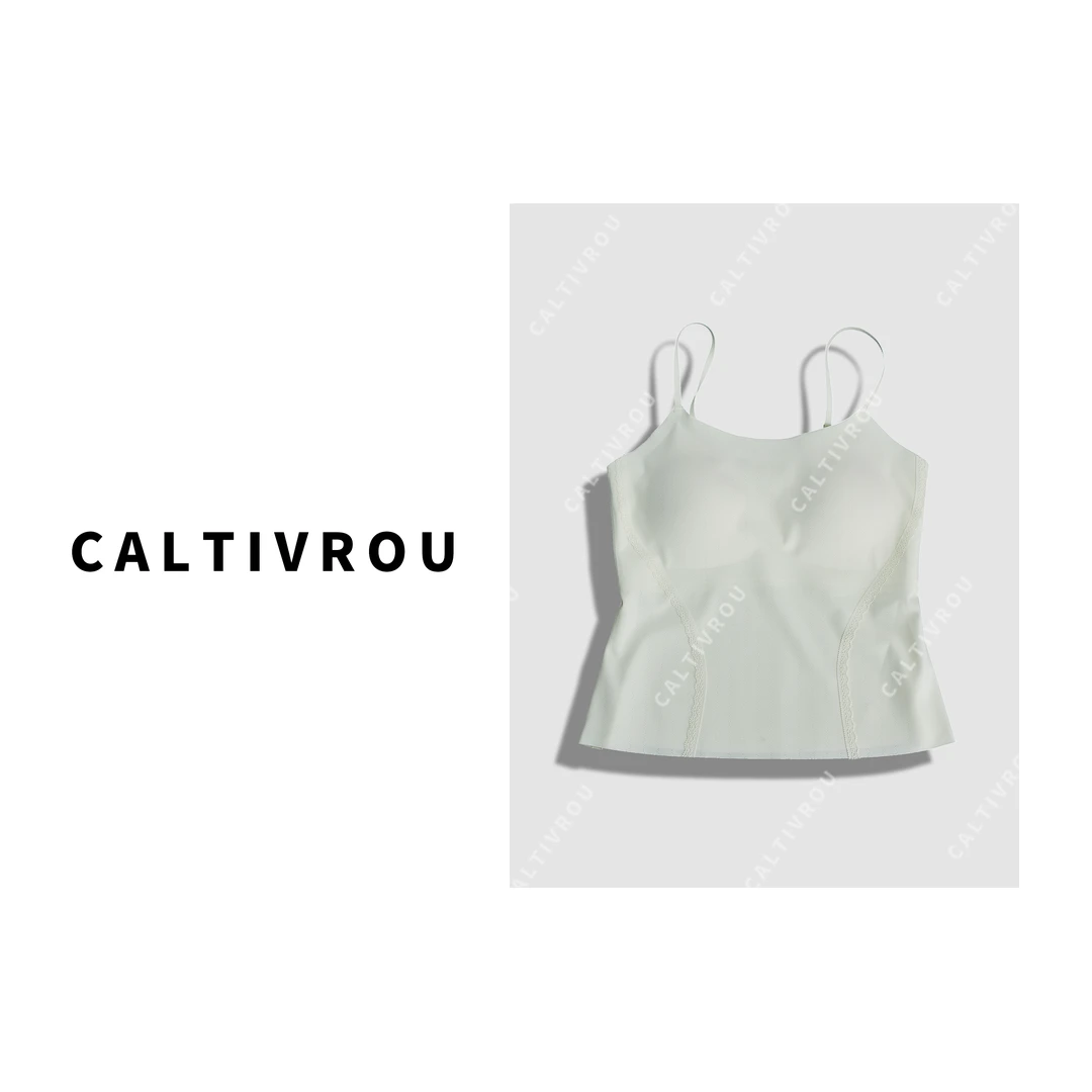 Caltivrou拼接蕾丝无痕亲肤吊带背心-Y14857