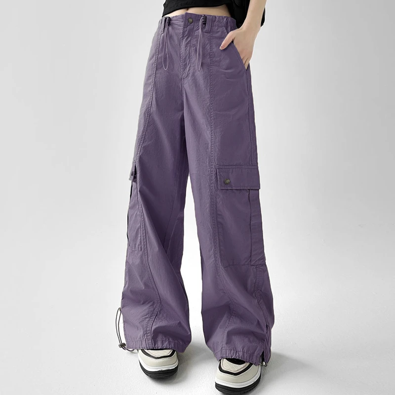 美式复古街头工装裤女2025夏季高腰直筒嘻哈显瘦阔腿裤休闲裤长裤