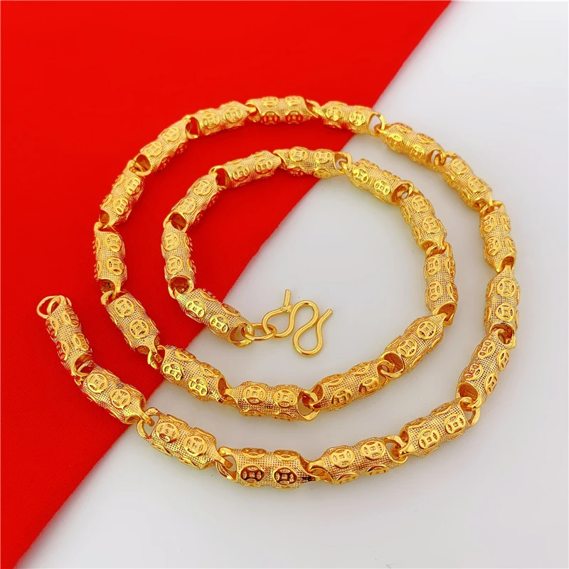 合金项链 饰品【家财万贯项链】女款男士男款时尚女士磨砂霸气素款