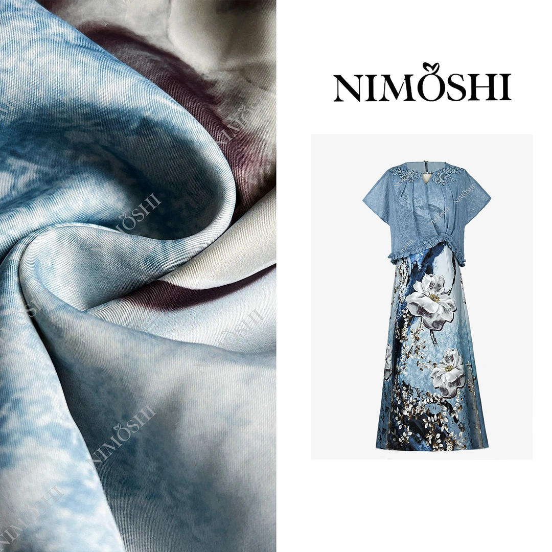 NIMOSHI【倩倩】夏季新款清新假两件3d印花设计气质显瘦连衣裙Q2088