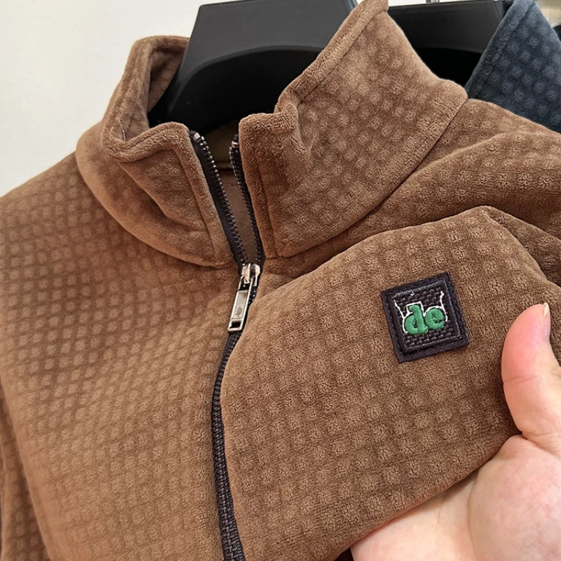 CATIA SELI秋冬季半拉链立领加绒加厚长袖卫衣男士保暖高领上衣