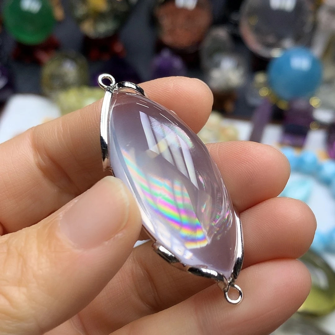 珠宝半成品水晶未镶嵌粉阿塞马眼双耳扣