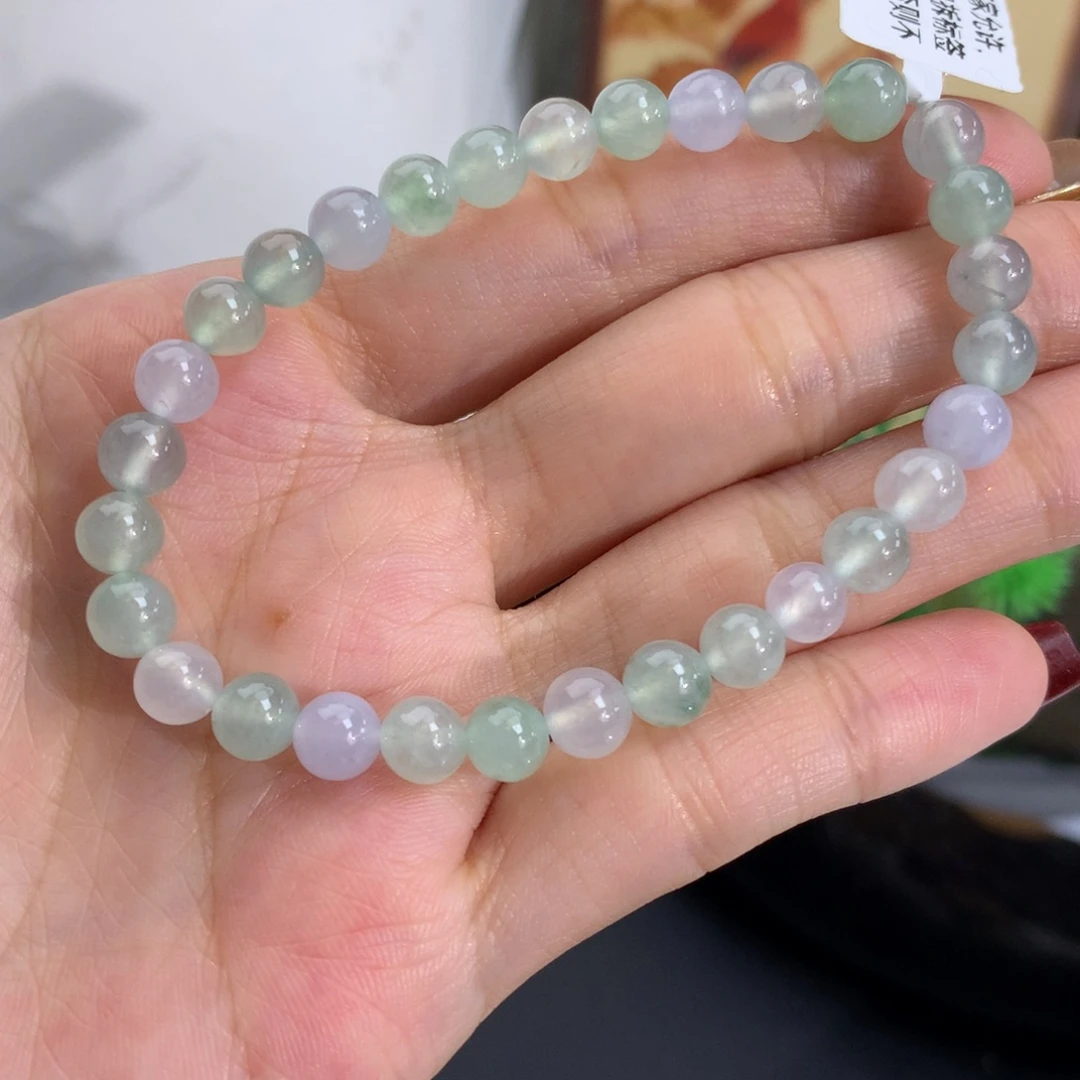 翡翠未镶嵌手串卡6.1冰胶马卡龙手串