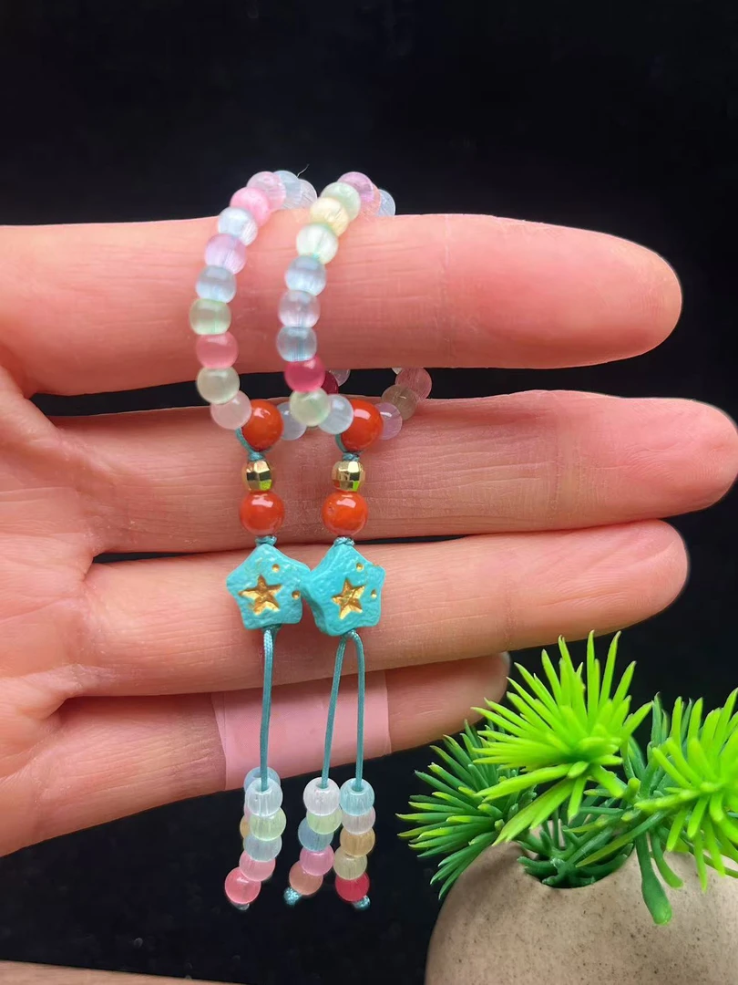 原矿绿松石配饰 手工DIY跑环【多样性随机发货一件】