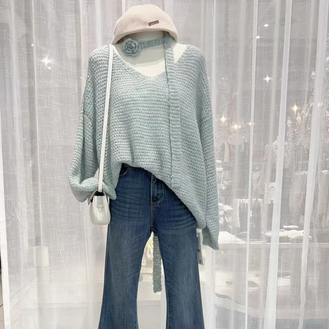 【门店同款】秋款“谧色花颂”玫瑰飘带毛衣165793563