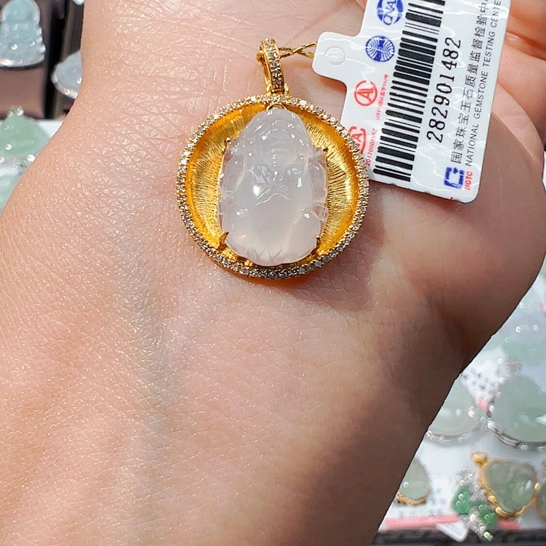 吊坠(不含链)18K金镶嵌翡翠貔貅