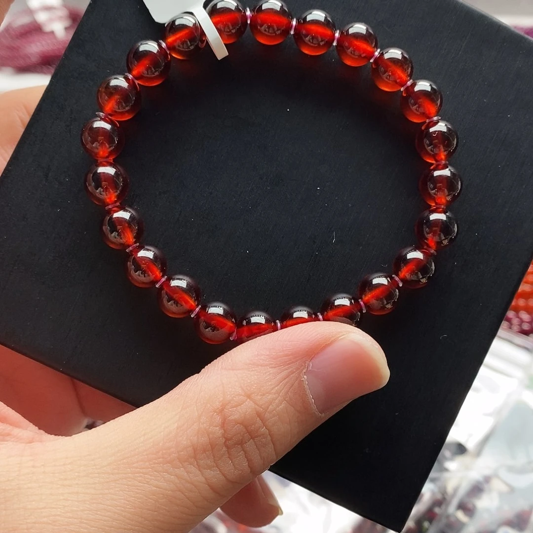 石榴石手链未镶嵌8mm天花板橙红