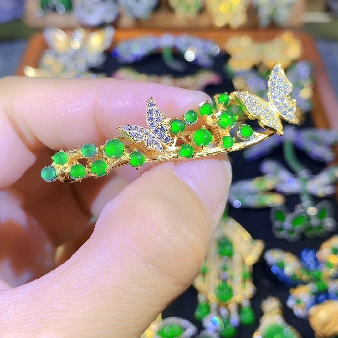 吊坠(不含链)银S925镶嵌翡翠