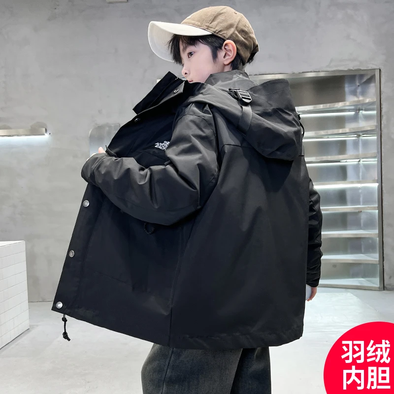 男童2025新款中大童时髦冲锋衣三合一羽绒服DF070