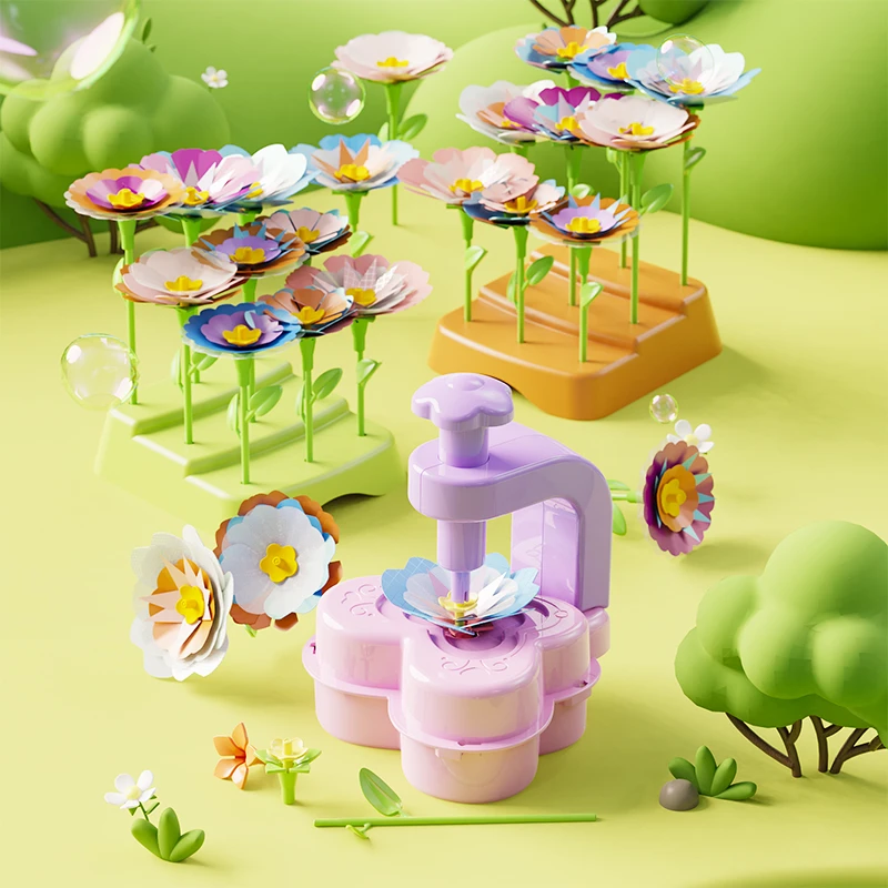 DIY织物压花机花束玩具儿童幼儿园手工礼物女孩工艺仿真花朵