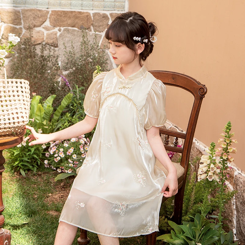 【福利款】女童夏季旗袍连衣裙裙国潮汉服裙儿童绣花公主裙薄款裙子