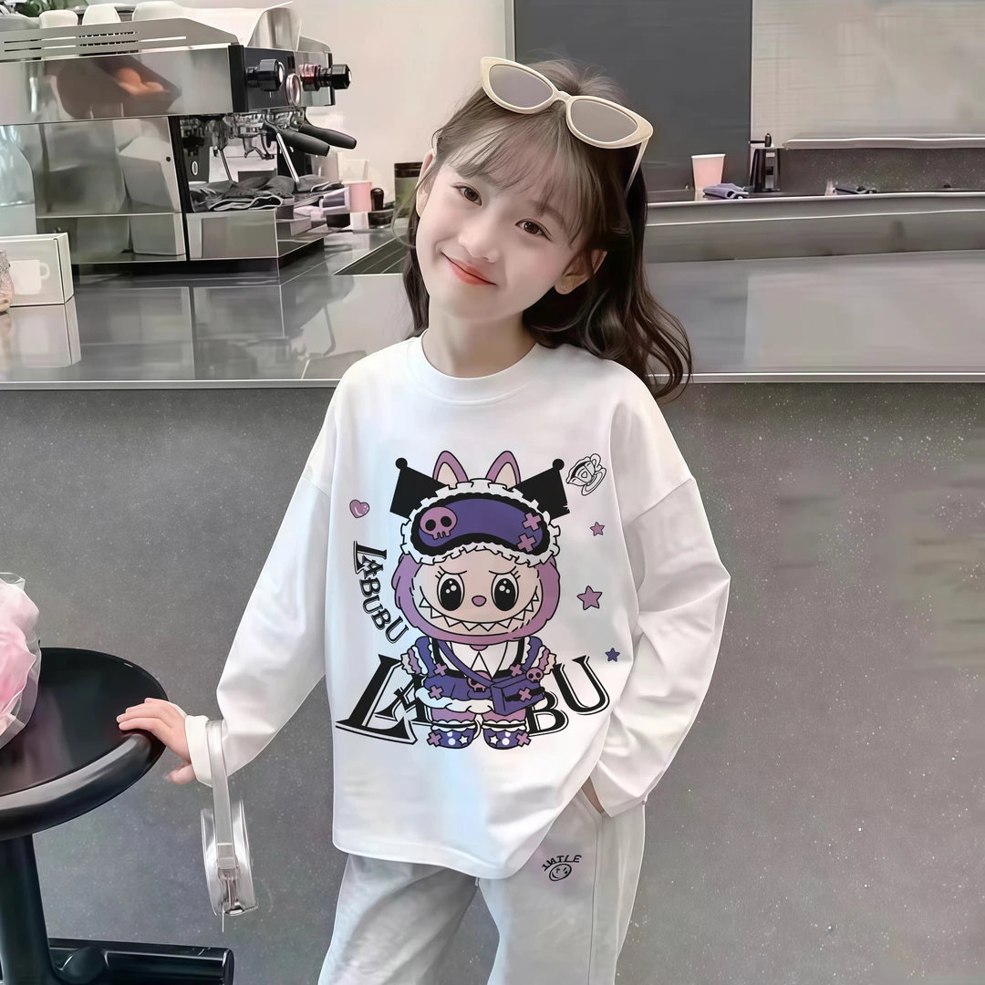 女童秋季长袖t恤2025新款儿童春秋款洋气百搭上衣女孩休闲打底衫T