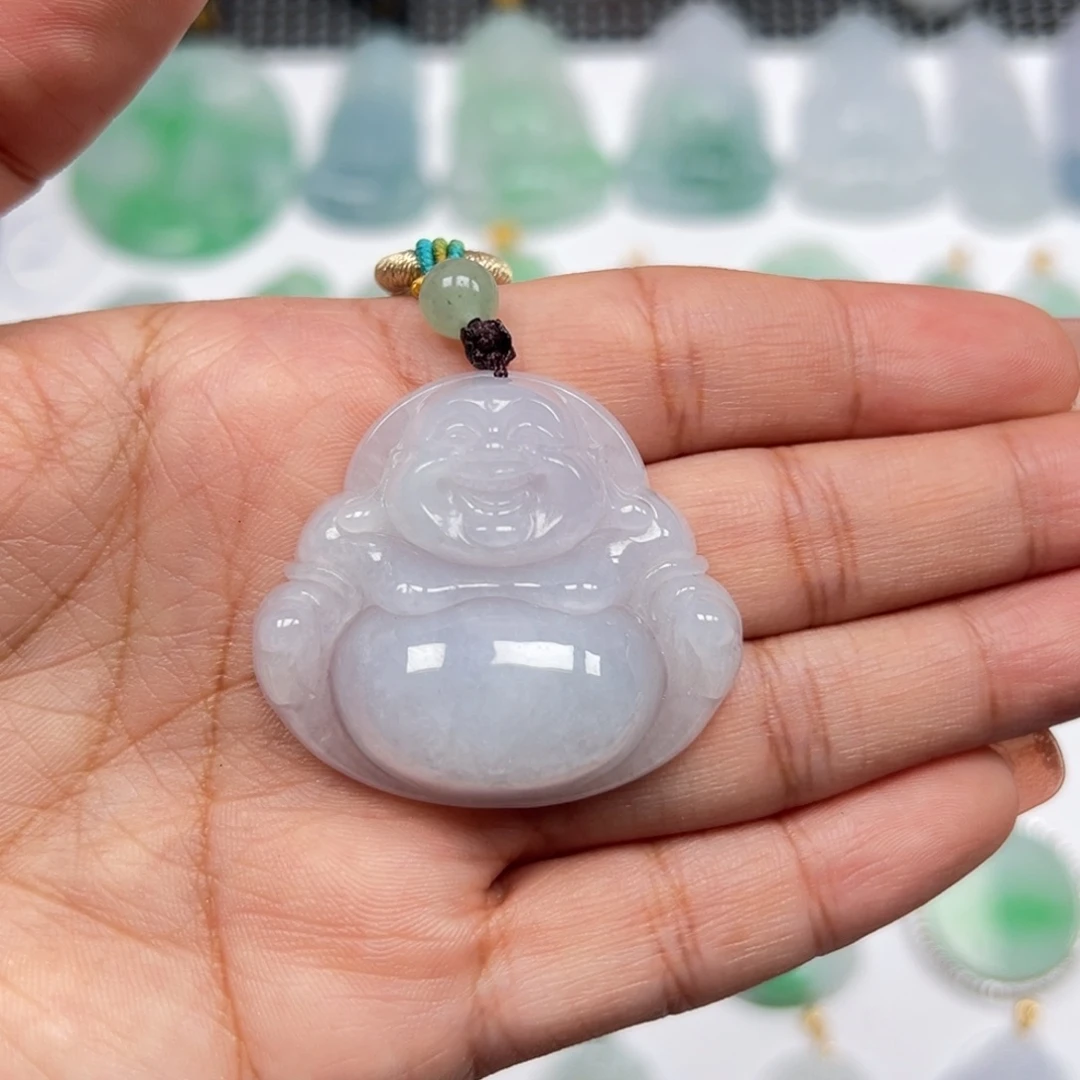 颈饰未镶嵌翡翠白月光糯冰种厚实大佛公