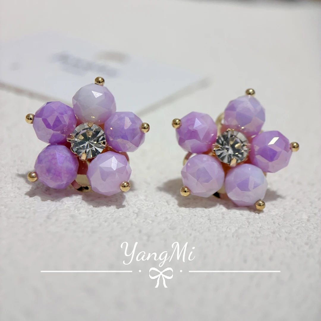 铜合金合成锆石耳饰 手工气质轻奢时尚百搭彩色清新素款设计师294