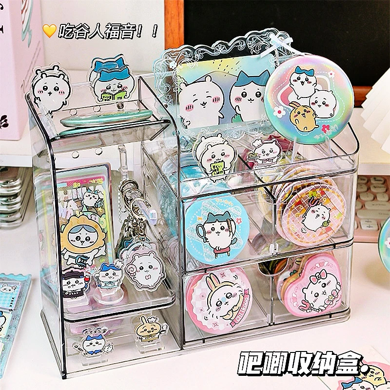 透明吧唧展示收纳盒桌面学生宿舍陈列手帐徽章小卡谷子整理置物架