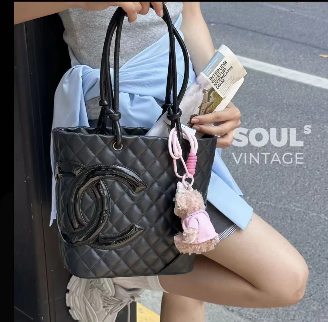 95新 Chanel/香奈儿 康鹏菜篮子全皮黑/优品