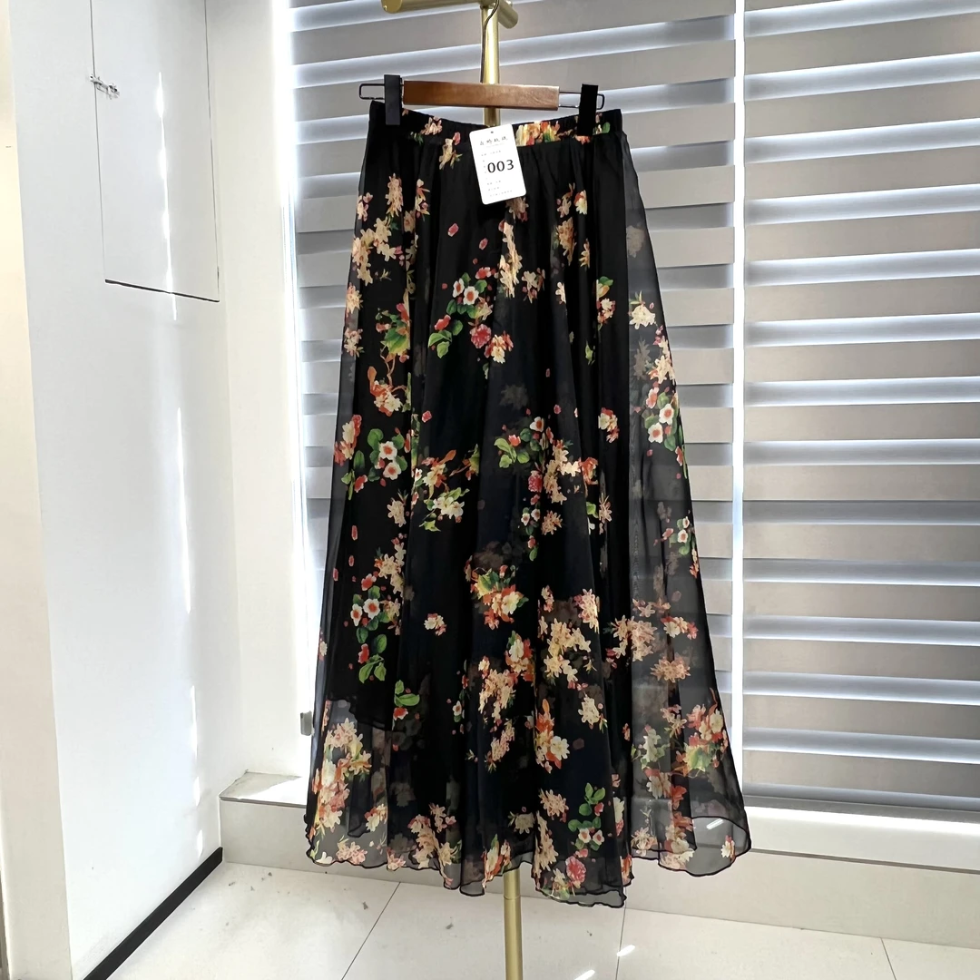 003（慧敏专属链接）超大摆显瘦碎花高腰气质时尚春夏长款裙半身裙