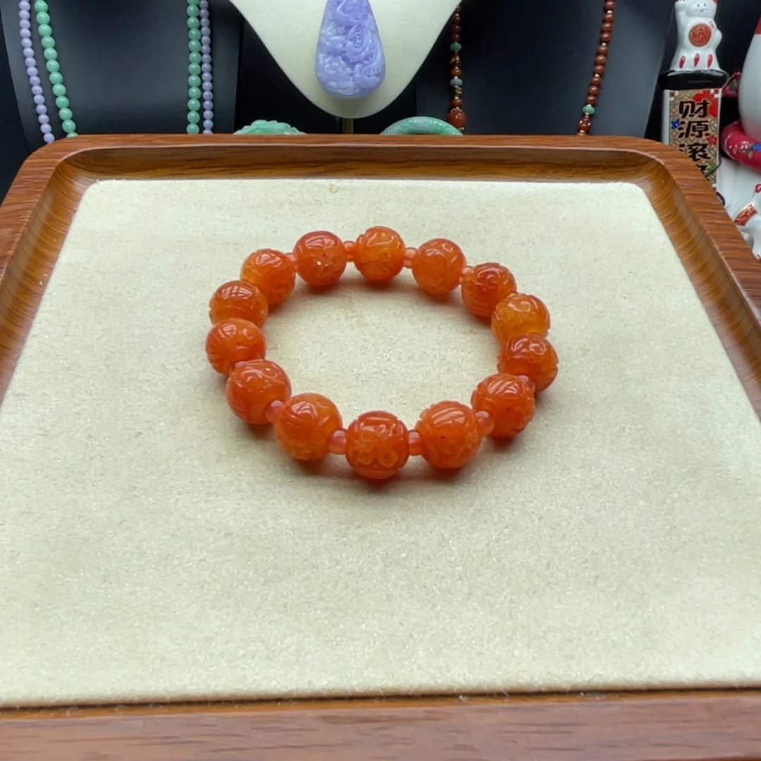 翡翠未镶嵌手链红翡翠手串