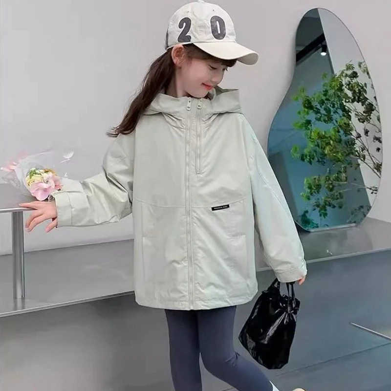 伯希和严选【清仓】儿童春装衣服洋气童装女童外套连帽冲锋衣春秋款