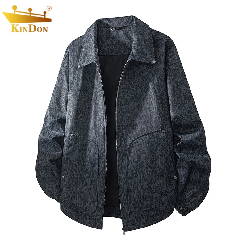 2025秋季美式外套男小豹纹复古扎染翻领老钱风轻奢小众设计夹克