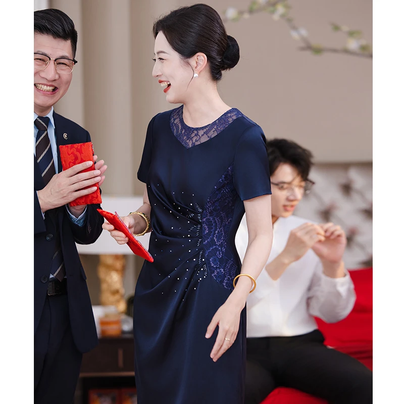 洋气宴会晚礼服妈妈结婚礼服喜婆婆婚宴装2025新款高贵年轻婚礼女