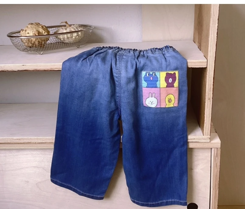 6859-15小动物牛仔直筒裤（蓝色）