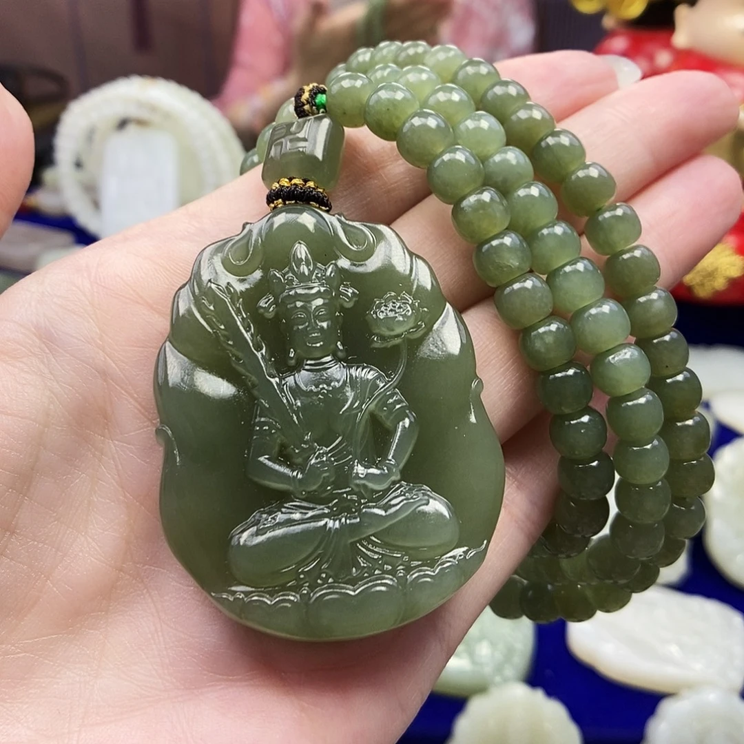 和田玉未镶嵌颈饰001属牛佩戴虚空藏菩萨